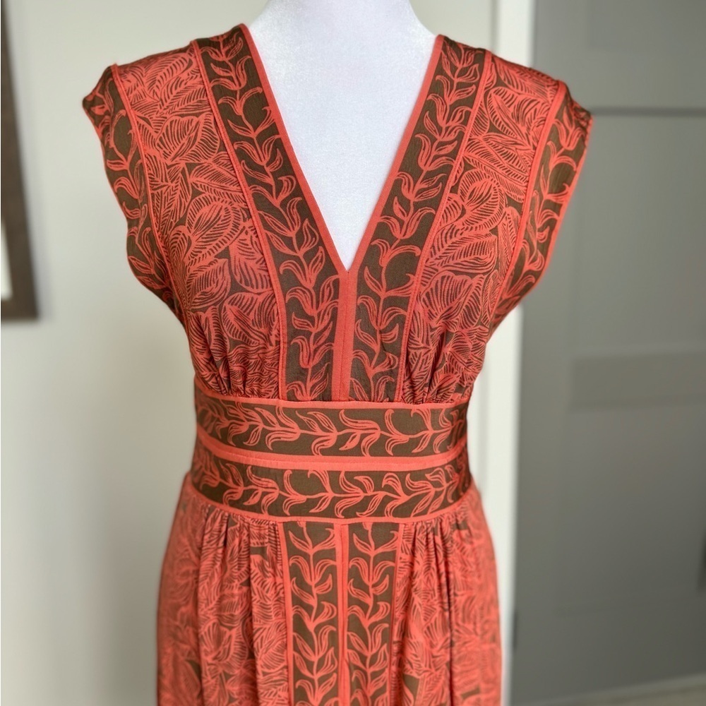 Tracy Reese New York midi v-neck Dress Small S halter neck Grecian beach summer - Picture 3 of 11